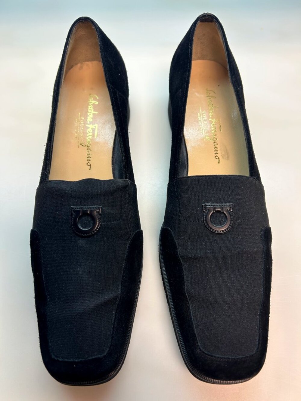 Salvatore Ferragamo, Page, Suede Calf, Nero, 2 cm heel, Size 11 1/2 B